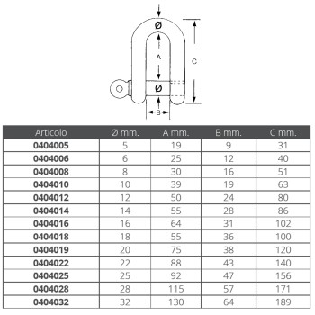 Straight shackle 14mm galvanized