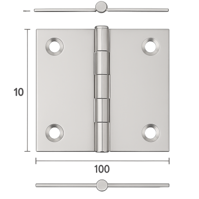 Edelstahl-Scharnier 100x100x2mm Edelstahl-Scharnier 100x100x2mm