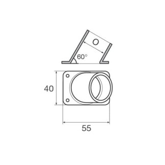 Rechteckige Basis geformt für 60°-Relingrohr 25 mm Edelstahl