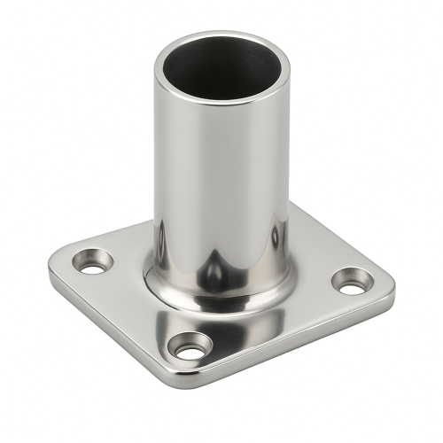 Rechteckige Basis geformt für 90°-Relingrohr 25 mm Edelstahl Rechteckige Basis geformt für 90°-Relingrohr 25 mm Edelstahl