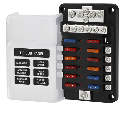 Electrical Fuse Box for 12 Blade Fuses (LED Indicator)