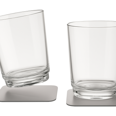 Verres plats magnétiques à culot gris, D 82 x H 100 mm, 2 unités
