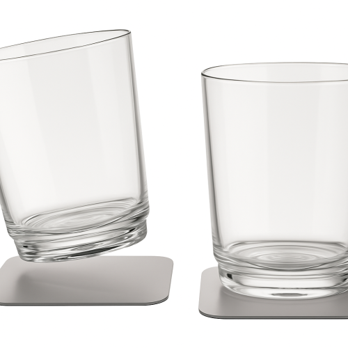 Verres plats magnétiques à culot gris, D 82 x H 100 mm, 2 unités