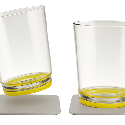 Verres plats magnétiques à culot gris, D 82 x H 100 mm, 2 unités