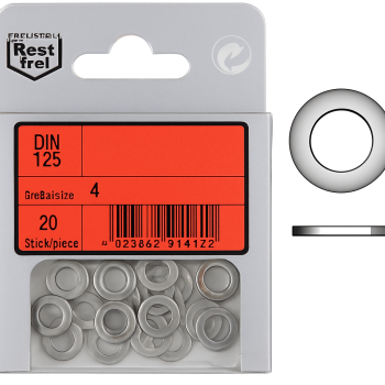 Pack Flache Unterlegscheiben A4 DIN 125 D8mm 20 Stück