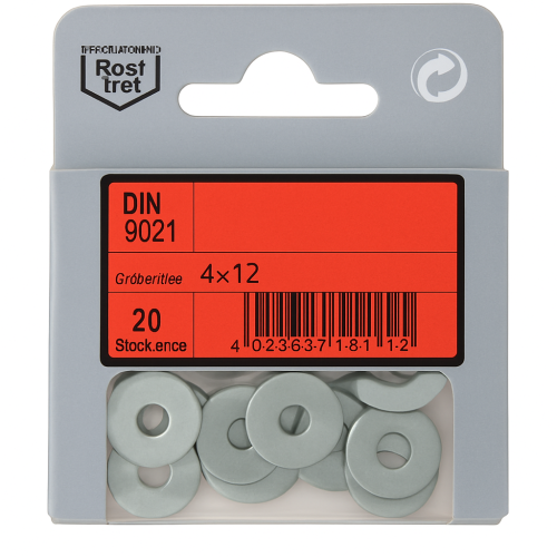 Pack Wide Washers A4 DIN 9021 4x12mm 20pz Pack Wide Washers A4 DIN 9021 4x12mm 20pz