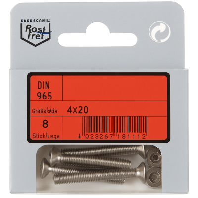 Pack Slotted Flat Head Screws Phillips A4 DIN 965 4x20 with Nuts 8pz Pack Slotted Flat Head Screws Phillips A4 DIN 965 4x20 with Nuts 8pz