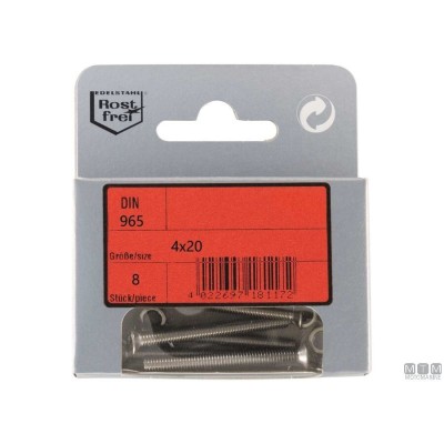 Packung Schlitz Senkkopfschrauben Phillips A4 DIN 965 4x25 mit Muttern 6 Stück