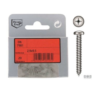 Pack Pan Head Tapping Screw Phillips A4 DIN 7981 3,9x25mm 12pz