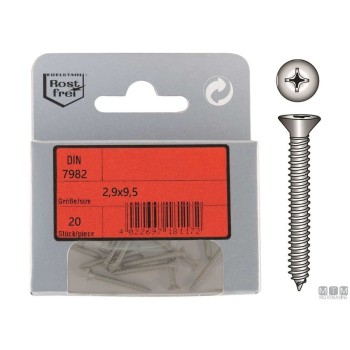 Pack Flat Head Tapping Screws Phillips A4 DIN 7982 4,8x32mm 6pz