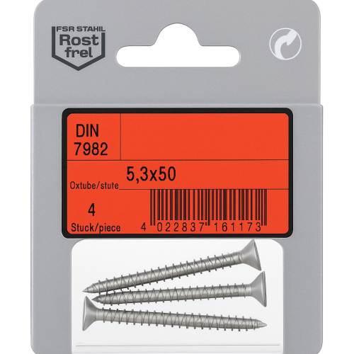 Pack Flachkopf-Blechschrauben Phillips A4 DIN 7982 6,3x50mm 4 Stück Pack Flachkopf-Blechschrauben Phillips A4 DIN 7982 6,3x50mm 4 Stück