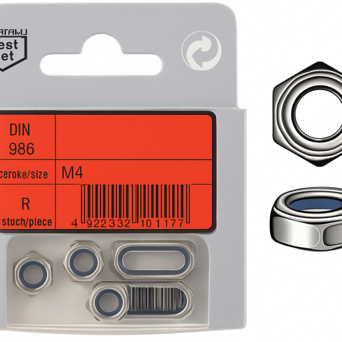 Pack Hex Nylock Nuts DIN 985 M4 6pz Pack Hex Nylock Nuts DIN 985 M4 6pz