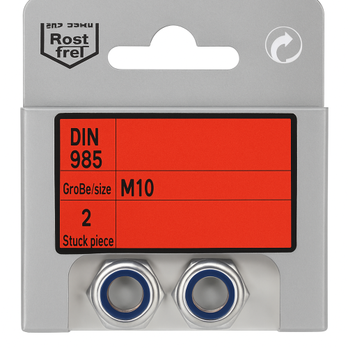 Pack Hex Nylock Nuts DIN 985 M10 2pz Pack Hex Nylock Nuts DIN 985 M10 2pz