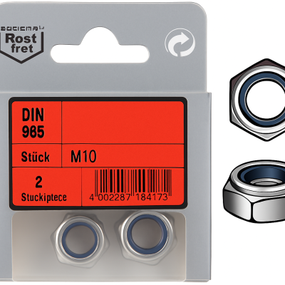 Pack Hex Nylock Nuts DIN 985 M10 2pz Pack Hex Nylock Nuts DIN 985 M10 2pz