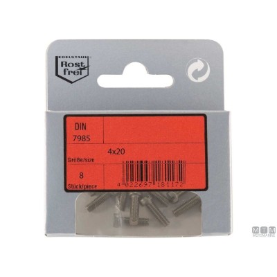 Pack Pan Head Screws Phillips A4 DIN 7985 6x20 with Nuts 4pz Pack Pan Head Screws Phillips A4 DIN 7985 6x20 with Nuts 4pz