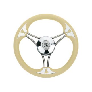 Stainless Steel Steering Wheel Targa 350mm with Mahogany Grip