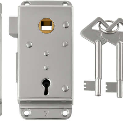 Rimlock Right Hand 112x46mm Chromed Brass Model 4062B Rimlock Right Hand 112x46mm Chromed Brass Model 4062B