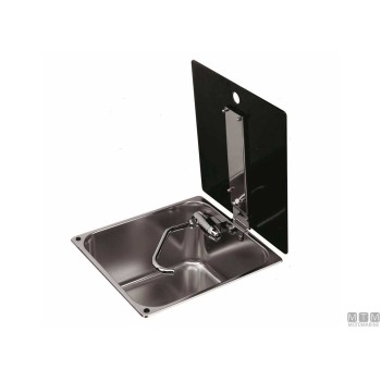 Edelstahl-Spülbecken quadratisch mit Glasabdeckung 320 x 350 x H180mm