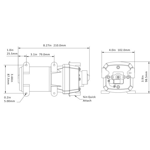 Water Pressure pump Seaflo Mini 3.8 l / m 12v