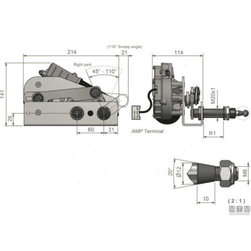 Adjustable Pantograph Roca W50 Black 1020-1200mm