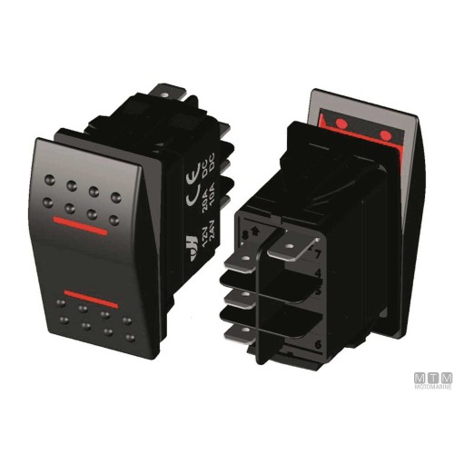 (Ein)-Aus-(Ein) Schalter mit 2 roten LEDs und 4 Anschlüssen (Ein)-Aus-(Ein) Schalter mit 2 roten LEDs und 4 Anschlüssen