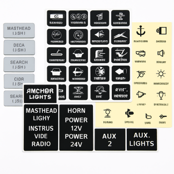 50 White Adhesive Sticker Labels 14 x 12mm for marine Switches