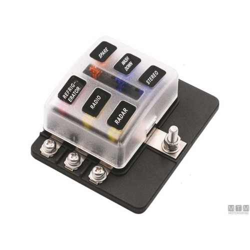 Fuse Holder for 6 Standard (Unival) Fuses 85 x 75 x H35mm