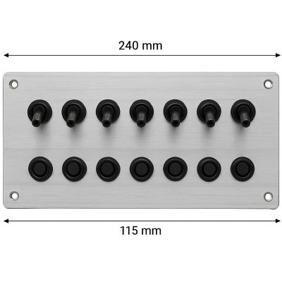 Aluminum Electrical Panel with 8 Rocker Switches 240 x 115 mm