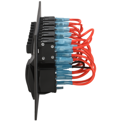 Aluminum Electrical Panel with 8 Rocker Switches 240 x 115 mm