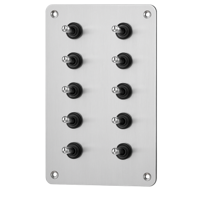 Aluminum Electrical Panel with 8 Rocker Switches 240 x 115 mm