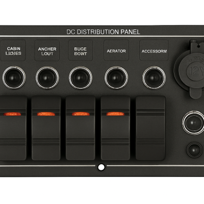 Aluminum Electrical Panel with 8 Rocker Switches 240 x 115 mm