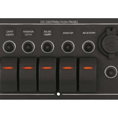 Aluminum Electrical Panel with 8 Rocker Switches 240 x 115 mm