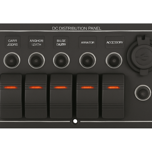 Aluminum Electrical Panel with 8 Rocker Switches 240 x 115 mm