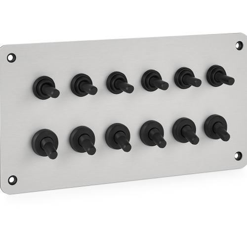 Aluminum Electrical Panel with 8 Rocker Switches 240 x 115 mm