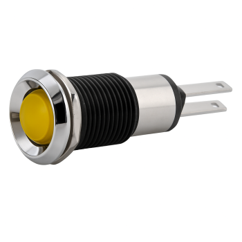 Chrome-Plated Brass LED Indicators 12mm Yellow V 24