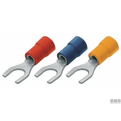 100PCS Insulated Fork Terminals for 4.3mm Hole, Suitable for 0.25-1.5MM Cable 100PCS Insulated Fork Terminals for 4.3mm Hole, Suitable for 0.25-1.5MM Cable