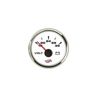 ECMS Voltmeter 12v white 52mm 8-32v ECMS Voltmeter 12v white 52mm 8-32v