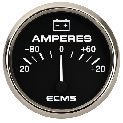 Analogic Ammeter with Shunt ECMS Black and Chromed -80+80a 52 mm Analogic Ammeter with Shunt ECMS Black and Chromed -80+80a 52 mm