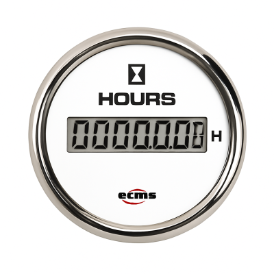 Ammeter with Shunt ECMS White Chrome 12/24V -150+150A 52mm