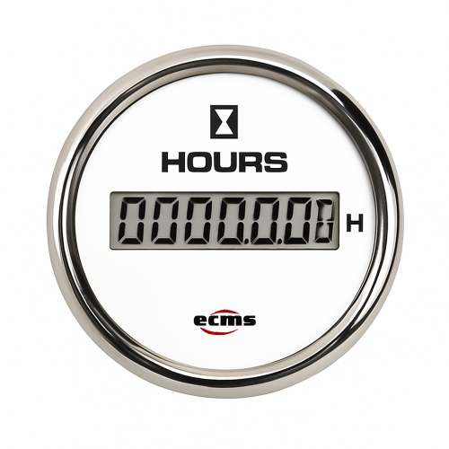 Ammeter with Shunt ECMS White Chrome 12/24V -150+150A 52mm