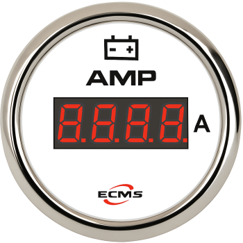 Ammeter with Shunt ECMS White Chrome 12/24V -150+150A 52mm