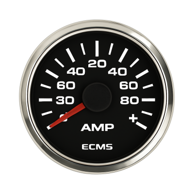 Amperemeter mit Shunt ECMS Schwarz verchromt 12/24V -150+150A Amperemeter mit Shunt ECMS Schwarz verchromt 12/24V -150+150A