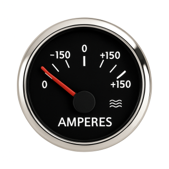 Ammeter with Shunt ECMS Black Chrome 12/24V -150+150A Ammeter with Shunt ECMS Black Chrome 12/24V -150+150A