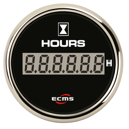 Hourmeter ECMS Black Chrome 12/24V 52mm Hourmeter ECMS Black Chrome 12/24V 52mm