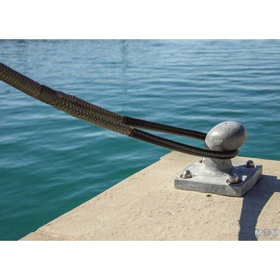 Custom Dock Line Steel Grey With Eye 24mm x20mts With Black Leather Cover Custom Dock Line Steel Grey With Eye 24mm x20mts With Black Leather Cover