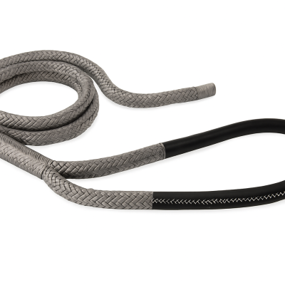 Corde d'amarrage tressée grise à 16 brins avec œil épissé en cuir noir 100cm Ø36mm 20m