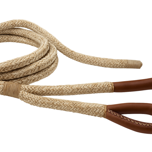 Corde d'amarrage tressée beige à 16 brins avec œillet en cuir brun de 100 cm Ø36 mm 6 m Corde d'amarrage tressée beige à 16 brins avec œillet en cuir brun de 100 cm Ø36 mm 6 m