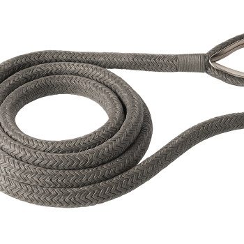 Corde tressée en polyester gris avec œillet en acier inoxydable Ø32mm 16m