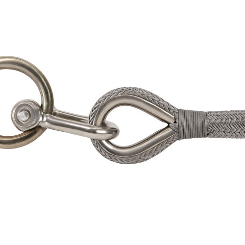 Corde tressée en polyester gris avec œillet en acier inoxydable Ø32mm 16m Corde tressée en polyester gris avec œillet en acier inoxydable Ø32mm 16m