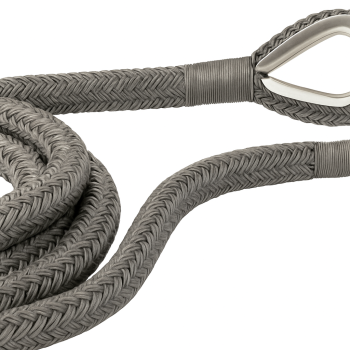 Corde en polyester tressée grise avec œillet en acier inoxydable Ø32mm 20m Corde en polyester tressée grise avec œillet en acier inoxydable Ø32mm 20m